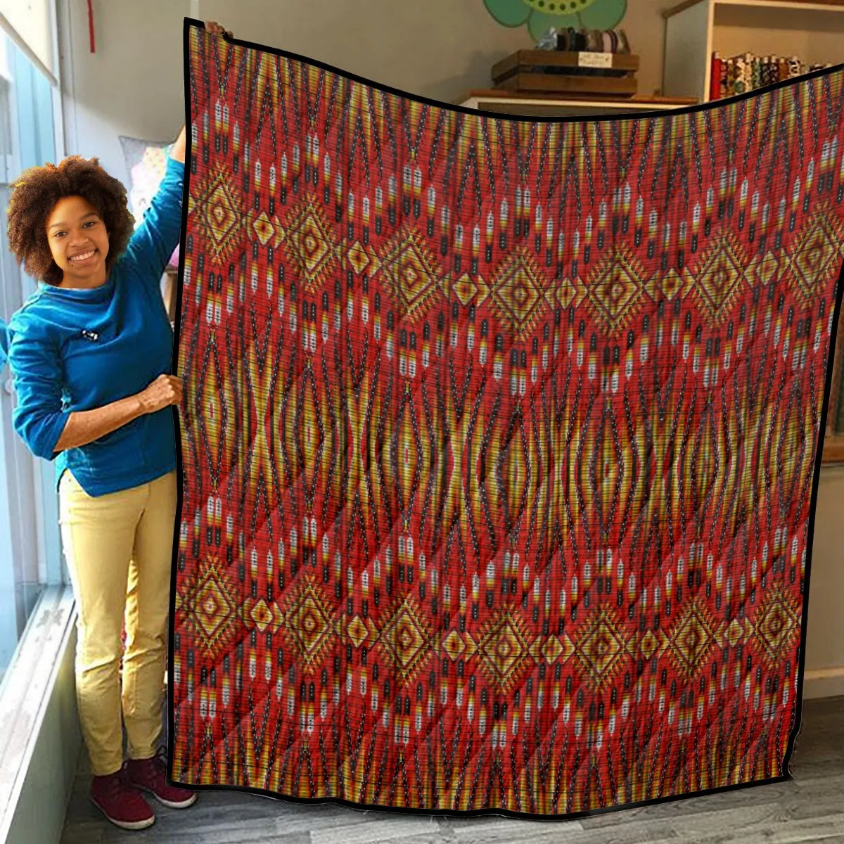 Fire Feather Red Lightweight & Breathable Quilt With Edge-wrapping Strips