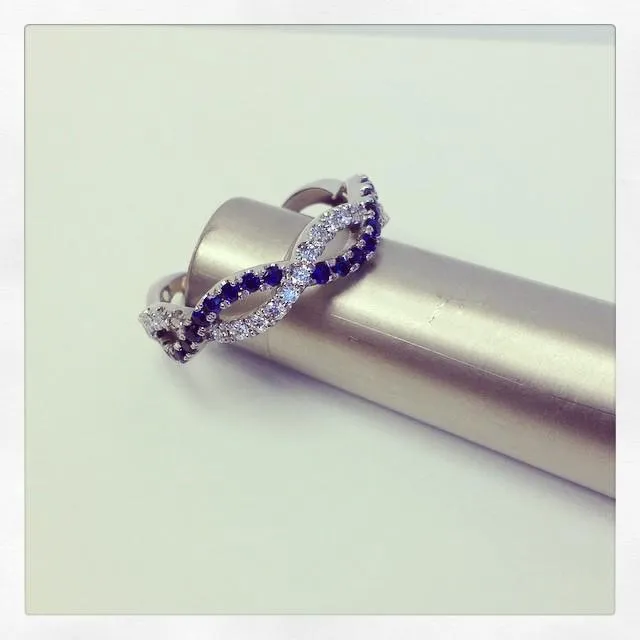 Infinity Sapphire and Diamond Wedding Ring