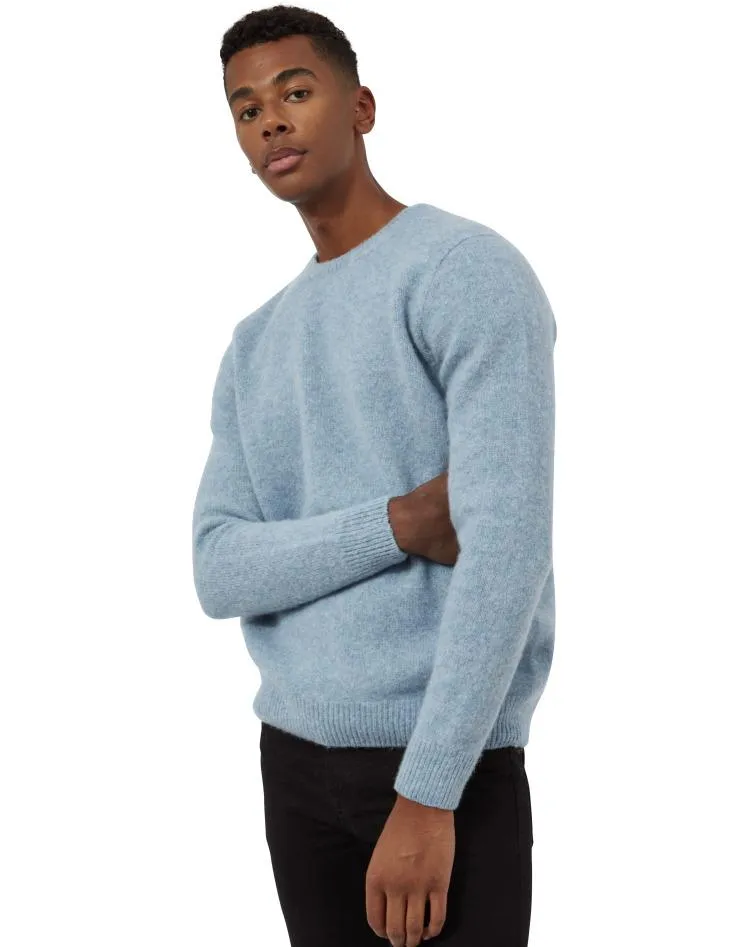 Men's Brushed Shetland Sweater - Sky Blue