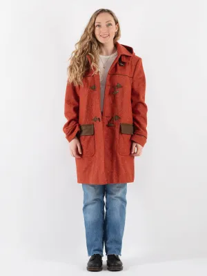 Vintage 00's Women Wool Duffle Coat in Orange