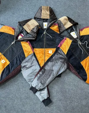 Vintage Carhartt Reworked style corduroy patchwork hooded jacket MOQ-25-50
